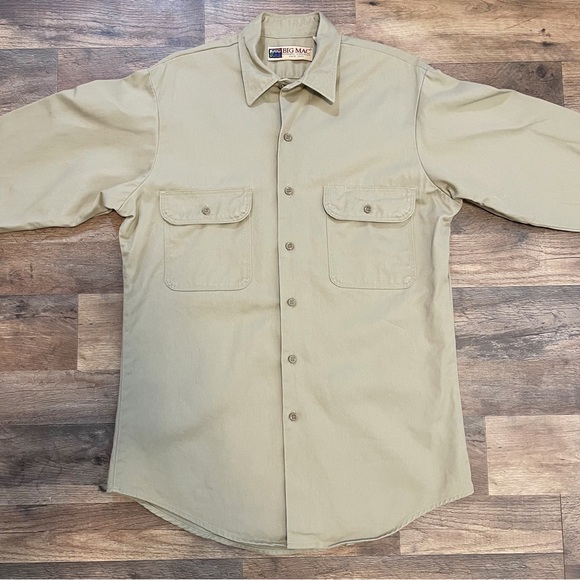 VTG | Big Mac | Cotton Tan Khaki Work Shirt - Picture 2 of 8